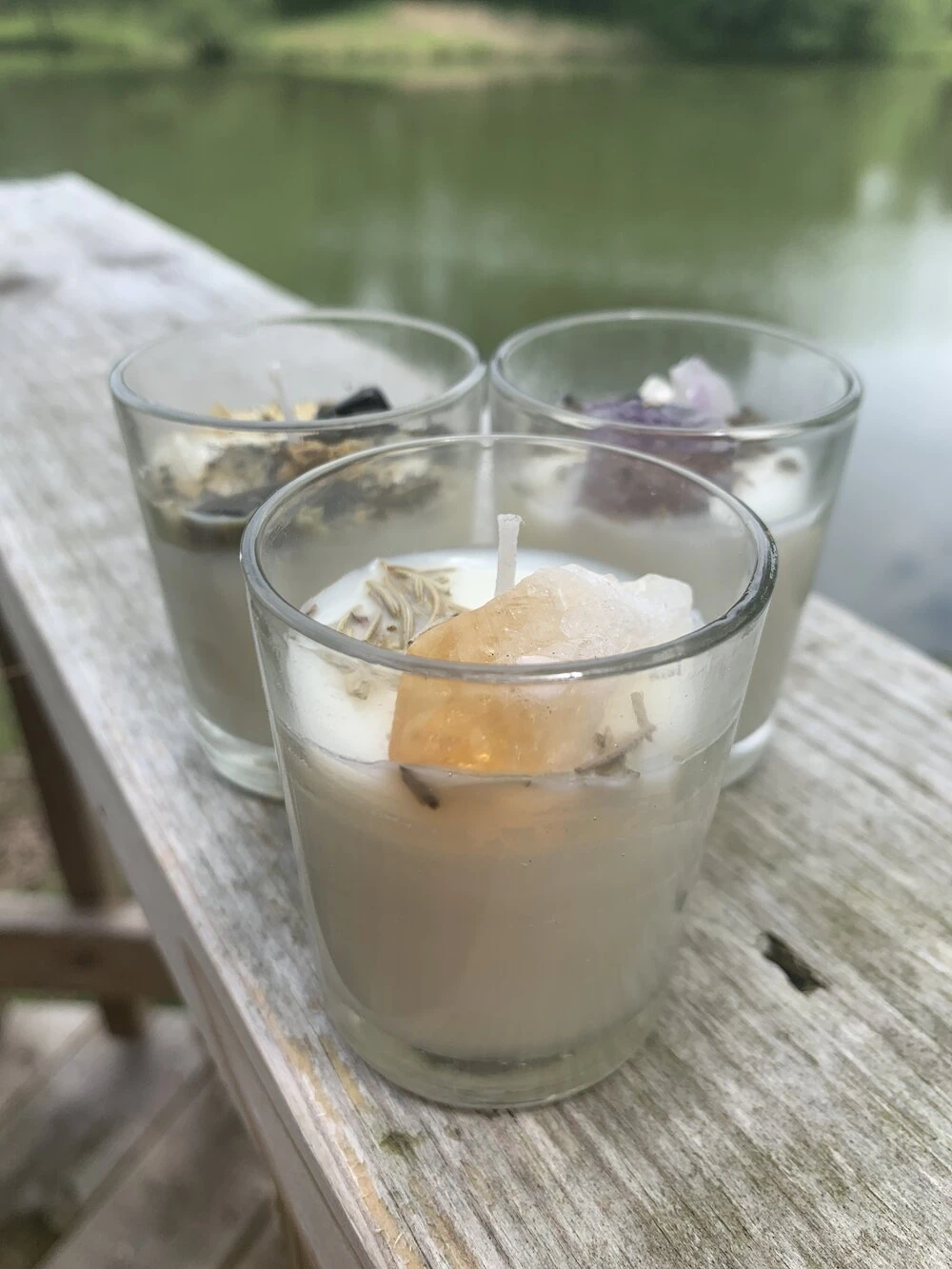 Crystal-infused intention candles