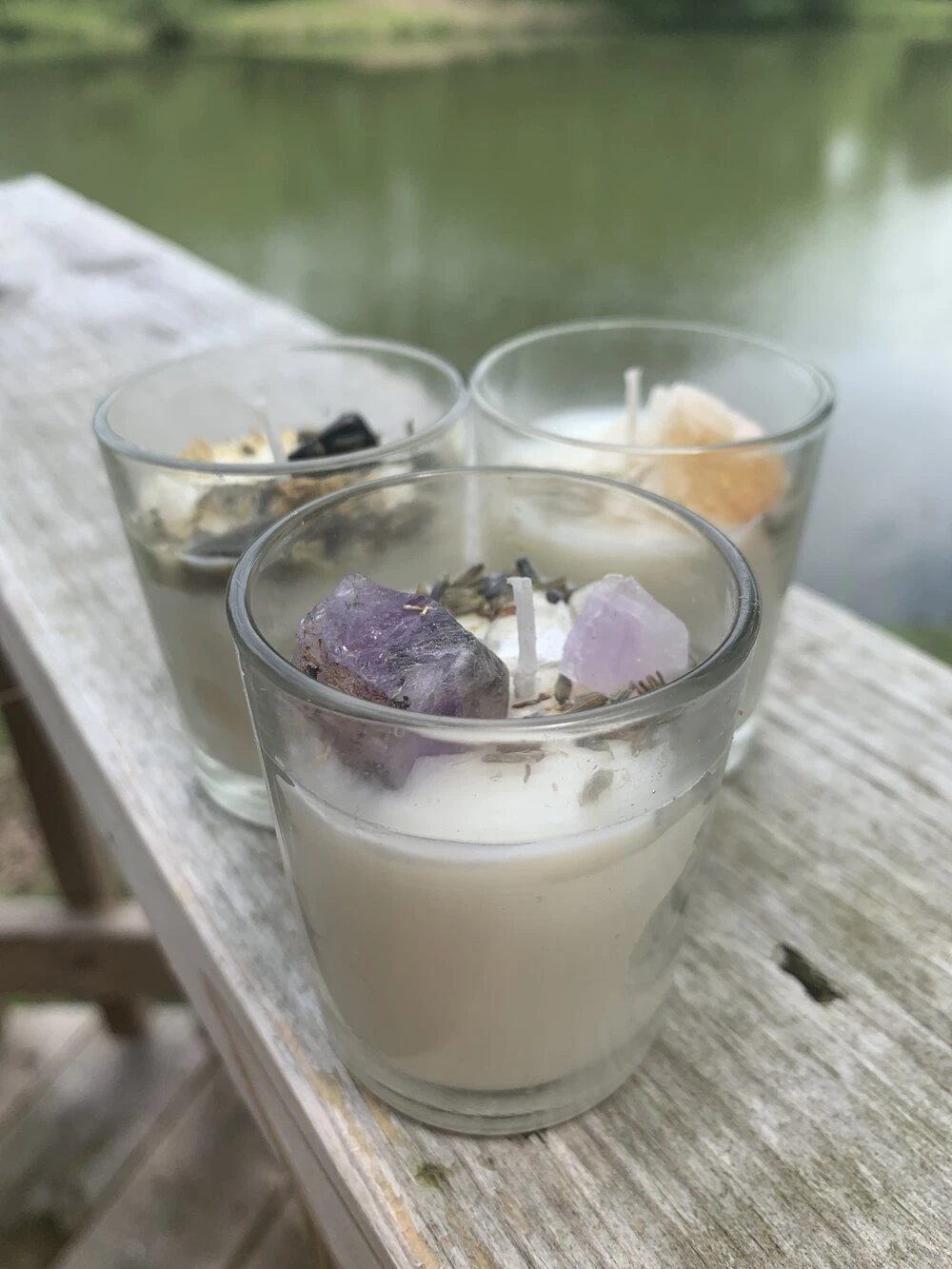 Crystal-infused intention candles