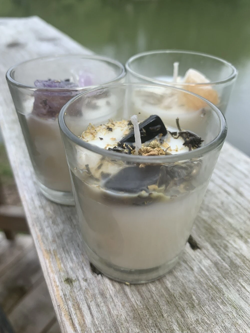Crystal-infused intention candles
